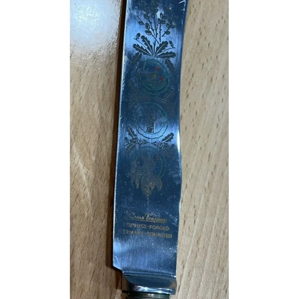 Klaus Tragbar SOLINGEN Staghorn 3Pc‎ Carving Set Knives